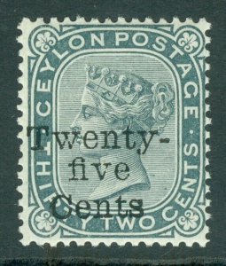 SG 167 Ceylon 1885. 25c on 32c slate. Pristine unmounted mint CAT £30