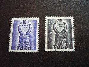 Stamps - Togo - Scott# J54-J55 - Mint Hinged & Used Part Set of 2 Stamps