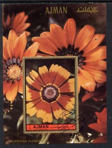 Ajman 1972 European Flowers perf m/sheet cto used, Mi BL ...
