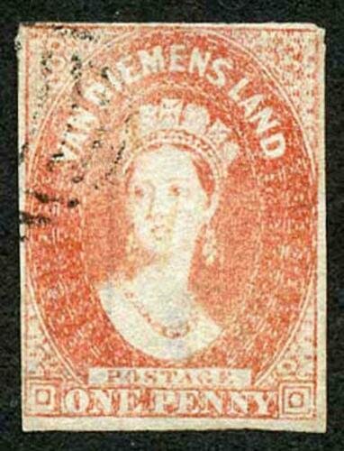 Tasmania Van Diemens Land SG28 1d Dull Vermilion MINT Re-gummed Cat 400 pounds 