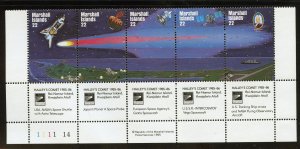 Marshall Islands 90a MNH , Halley's Comet Strip of 5 with tabs & LL Pt #...