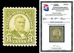 Scott 560 1923 8c Grant Perf 11 Issue Mint Graded XF 90 LH with PSE CERT