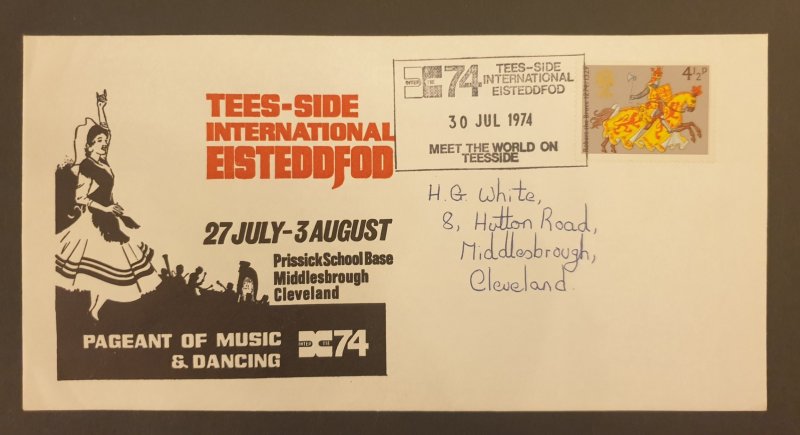 Great Britain Cover Tees-Side International Eisteddfod 1974