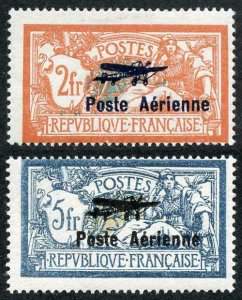 France SG455/6 1927 Air overprint set of 2 M/M (hinge remainder) VERY FRESH