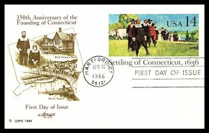 #UX109 Settling of Connecticut -  Post Card - Artmaster Cachet 18EV