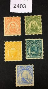 MOMEN: US STAMPS PHILIPPINES #255-259 MINT OG H LOT #2403