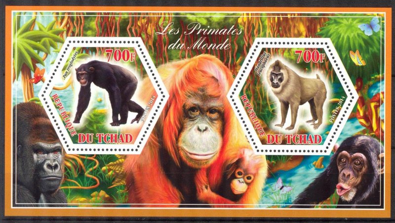 Chad 2014 Monkeys Sheet (1) MNH Cinderella !