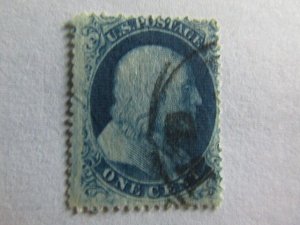 US Stamps, Scott #20 1c Franklin Used, Plate 4 Position 4L4 w/R.Doporto Certifi.