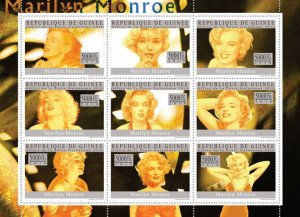 GUINEA - 2010 - Marilyn Monroe - Perf 9v Sheet - Mint Never Hinged