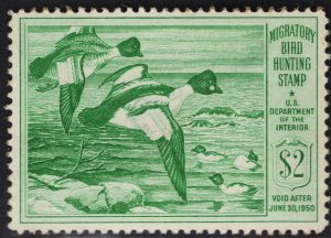 US #RW16 $2 Bright Green Duck Stamp MINT NH SCV $70.00