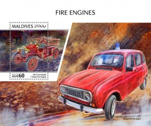 MALDIVES - 2018 - Fire Engines - Perf Souv Sheet - Mint Never Hinged