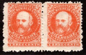 Musgrove's National Business College Bill Stamp, 3c, Pair, MNHOG, Canada