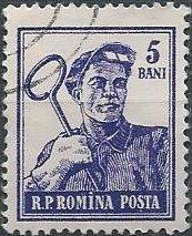 Romania 1025 (used) 5b steelworker, vio (1955)