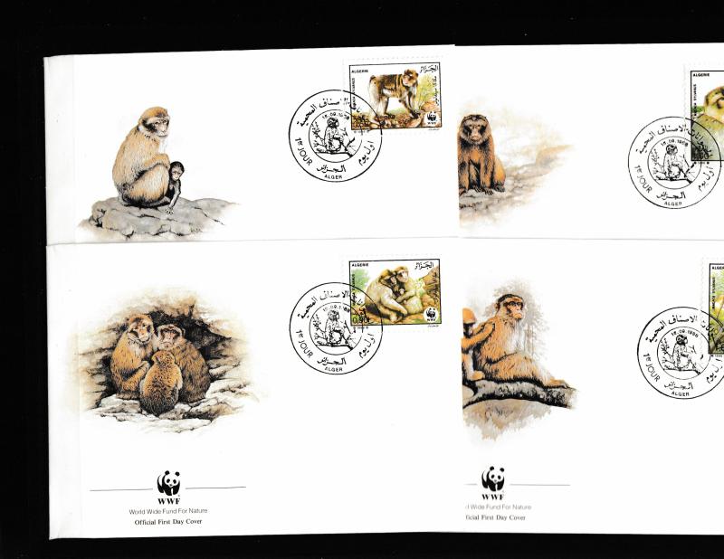 Algeria - Fauna WWF - 4 FDC - BARBARY MACAQUE