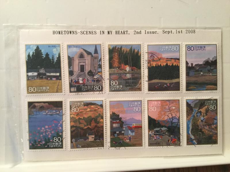 Japan Used 10 stamps Hometowns-scenes in my heart, 2nd issue, Sept. 1st 2008