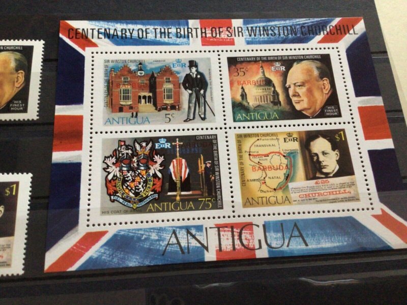 Sir Winston Churchill Antigua Barbuda ovpt mint never hinged stamps A13504