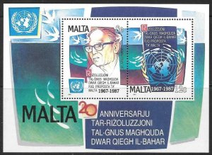 1987 Malta 784-85/B10 UN Resolution Peaceful Use of the Sea