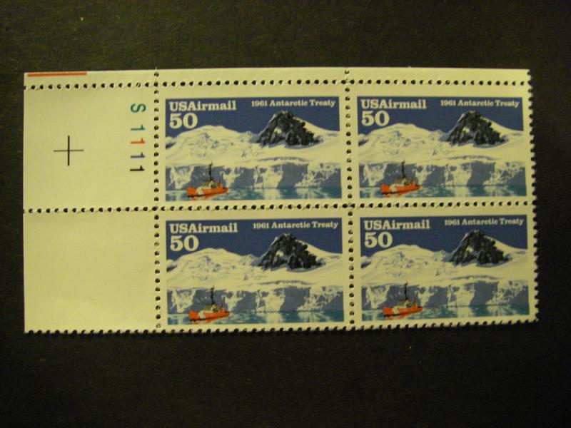 Scott C130, 50c Antarctic Treaty, PB4 #S1111 UL, MNH Airmail Beauty