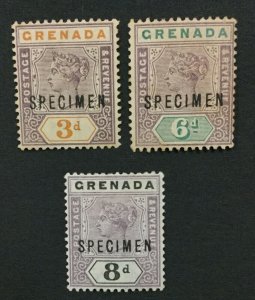 MOMEN: GRENADA SG #52s-54s SPECIMEN MINT OG H/2NG LOT #191628-401