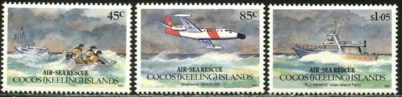 COCOS IS. Sc#283-285 1993 Air-Sea Rescue Complete Set OG Mint NH