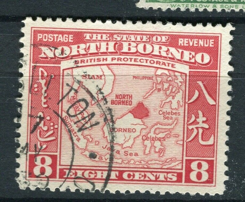 NORTH BORNEO; 1939 early pictorial issue fine used 8c. value Postmark