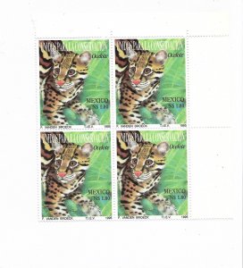 MEXICO 1995 NATURE CONSERVATION ENVIRONMENT CARE FAUNA OCELOT BLOCK MNH