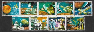 SD)1978 PARAGUAY SPACE SERIES, FUTURE SPACE PROJECTS, 9 CTO STAMPS