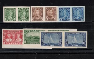 Canada #211a - #216a Extra Fine Never Hinged Imperf Pairs In Set Of Six