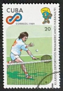 CUBA Sc# 3184  HAVANA PAN AMERICAN GAMES sports 20c Tennis 1989 used cto