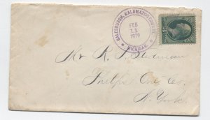 1879 Galesburgh MI large double circle County name 3ct banknote cover [h.4716]