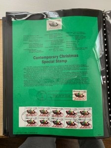 USPS Souvenir Page Scott 2329a 1989 contemporary Christmas special booklet stamp