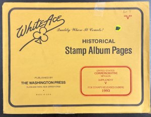 White Ace Historical Stamp Album Pages US Comm Singles Supplement V  1995 NEW