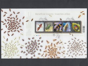 BEE, WASP, BUG, INSECTS = Souvenir Sheet of 5 stamps Official FDC Canada 2010