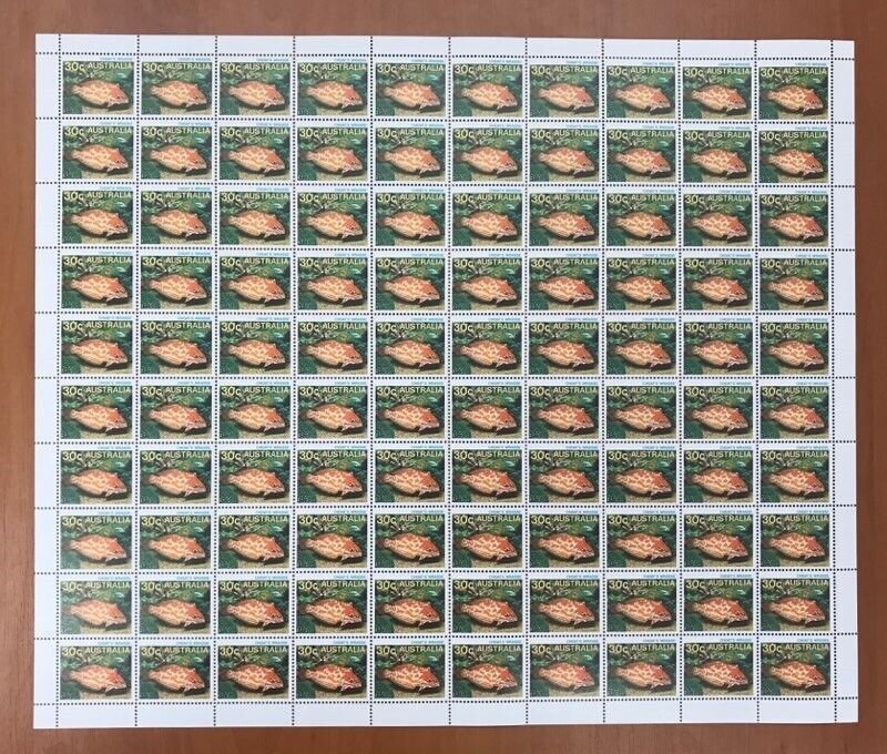 Australia 1984 30c Marine Life Great Barrier (Choat's Wrasse) sheet of 100 MUH**