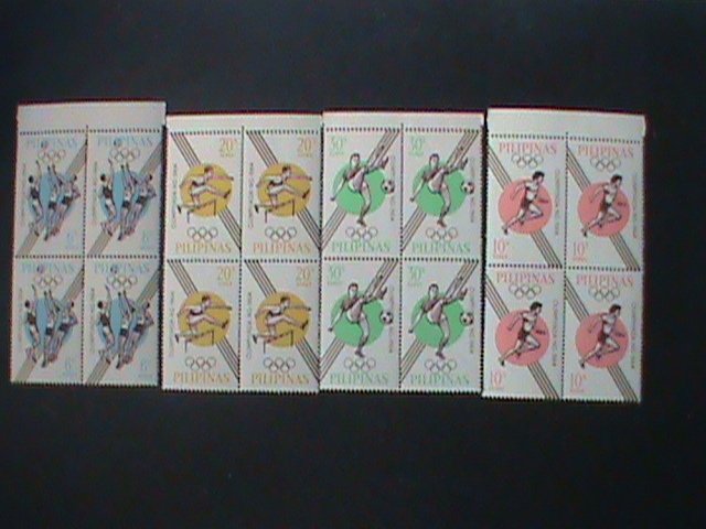 PHILIPPINES 1964 SC#915-8 OLYMPIC GAMES-TOKYO-JAPAN MNH BLOCK VF-COMPLETE SET