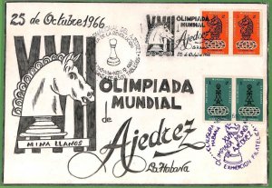 ZA1891 - HABANA - POSTAL HISTORY - 1966 CHESS Olympiads HAND PAINTED Paper