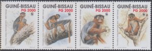 GUINEA BISSAU  Sc# 944a-d CPL MNH  STRIP of 4 DIFF WWF PRIMATES