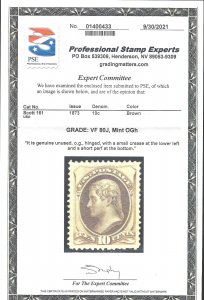 161 Mint,OG,H... PSE Graded VF Jumbo 80J - SMQ 1,350.00