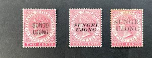 Negri Sembilan: 1885, 3 Different Overprints on 2c Rose, Mint, Mixed Conditi80