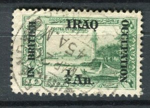 IRAQ; 1918 early BRITISH OCCUPATION surcharged used 1/2a. fair Postmark