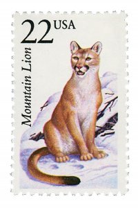 1987 22c Mountain Lion, North American Wildlife Scott 2292 Mint F/VF NH