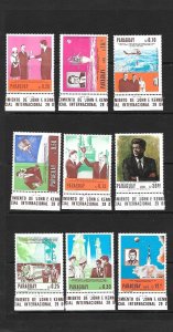 PARAGUAY Sc 1041-9 NH SET+2S/S of 1967 - J.F. Kennedy Space