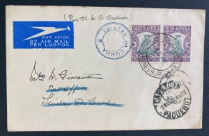 1937 Johannesburg MPO South Africa Paqueboat Cover To Tristan Da Cunha