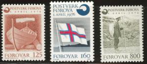 FAROE ISLANDS Scott 21-3 MNH** 1976 postal service set 