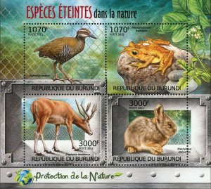 Extinct Species Stamp Gallirallus Owstoni Nectophrynoides Asperginis S/S MNH