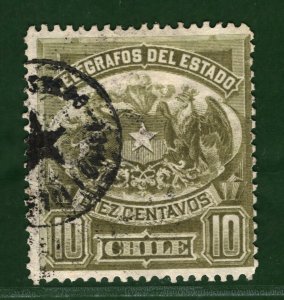 TELEGRAPH Stamp 10c CHILE Used 1880s ex Telegraphs Collection ORANGE312