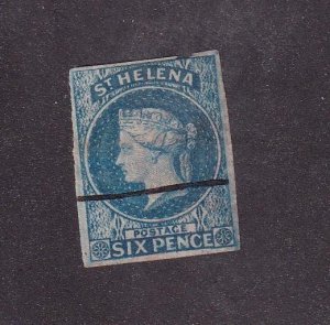 ST HELENA # 1 STRAIGHT LINE CANCEL IMPERF QUEEN VICTORIA  CAT VALUE $292