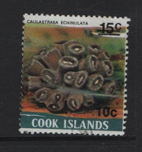 Cook Islands  #953d  used  1987  coral surcharge 10c on 15c