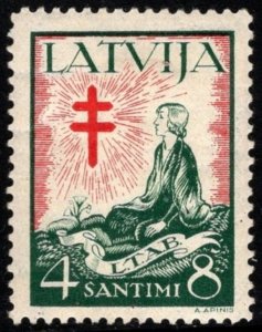 Vintage Latvia Charity Poster Stamp 4+8 Santimi Latvian Tuberculosis Aid Society