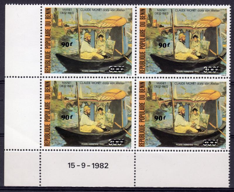 Benin 1984 Sc#C326  Claude Monet/Manet Famous Ptgs Block of 4 MNH